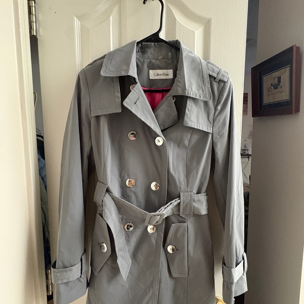 Calvin Klein Gray Trench Coat for Women